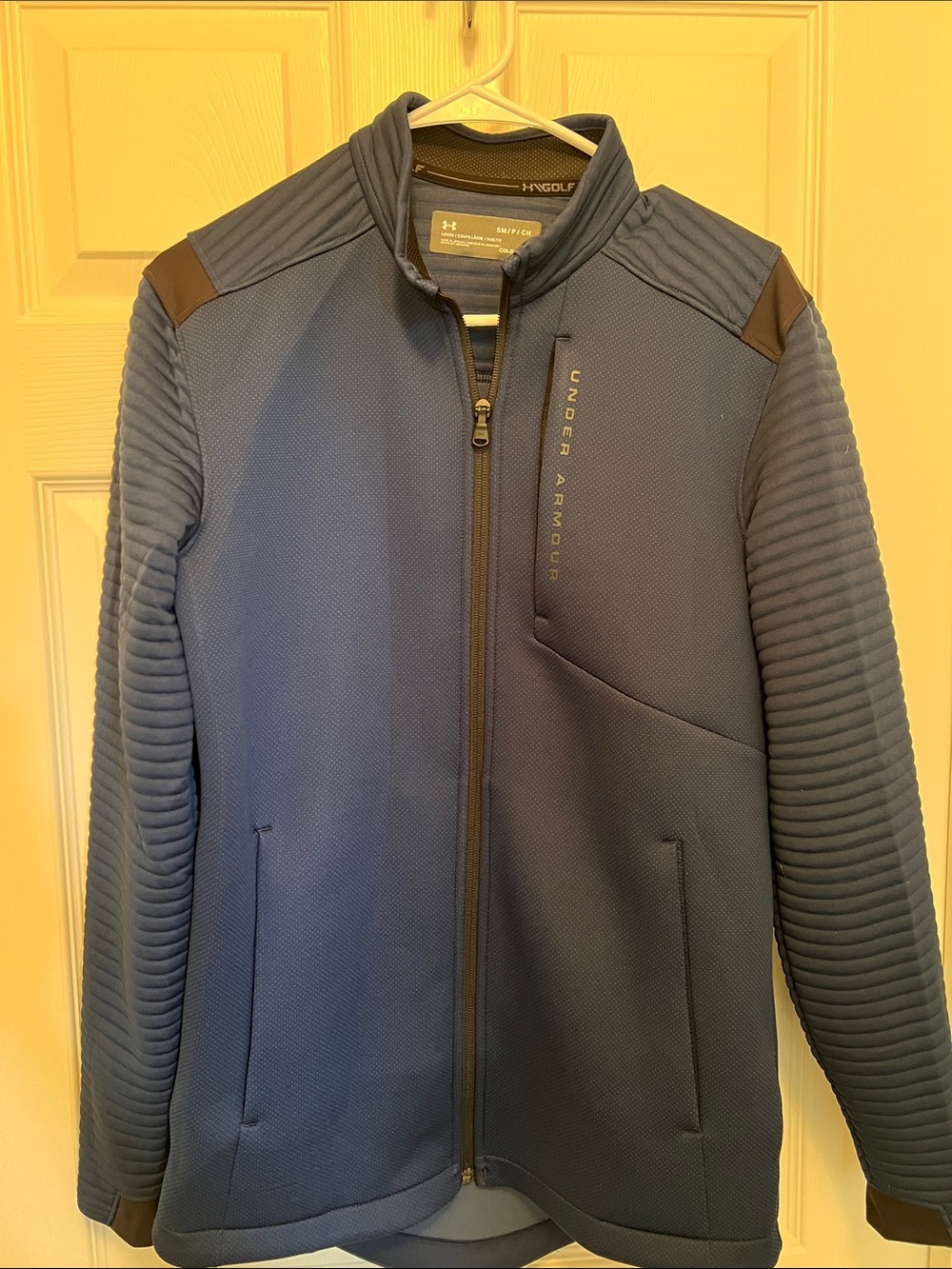 Under Armour Men's Navy Blue Quilted-Sleeve Full-Zip Jacket